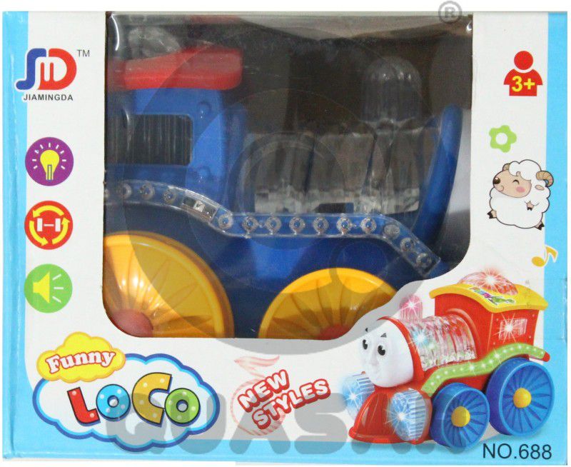 Quasar Musical Train Engine Toy For Kids Toddlers Boys And Girls (Multicolor) Bump And Go Action, Funny Loco play train for girls and boys  (Multicolor)