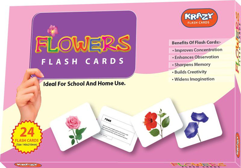 krazy Flower Flashcards 24 real image cards for kids early learning 3months to 6years  (Multicolor)