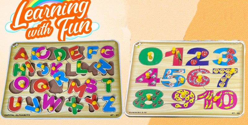 ARVANA AtoZ Alphabet Jigsaw Puzzle Game Math Counting Board Educational Learning Toy  (Beige, Multicolor)