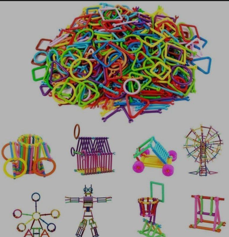 Bhagat Infotech 200+ Assembly Colorful Straw Educational Building Blocks for Kids (Include 200+ Stick)Plastic,Multicolor  (Multicolor)