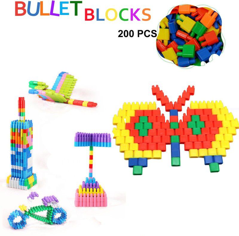 SAFESEED 200 Pcs Bullet Blocks For Intelligent Kids Creative Rocket Head Bullets blocks  (Multicolor)