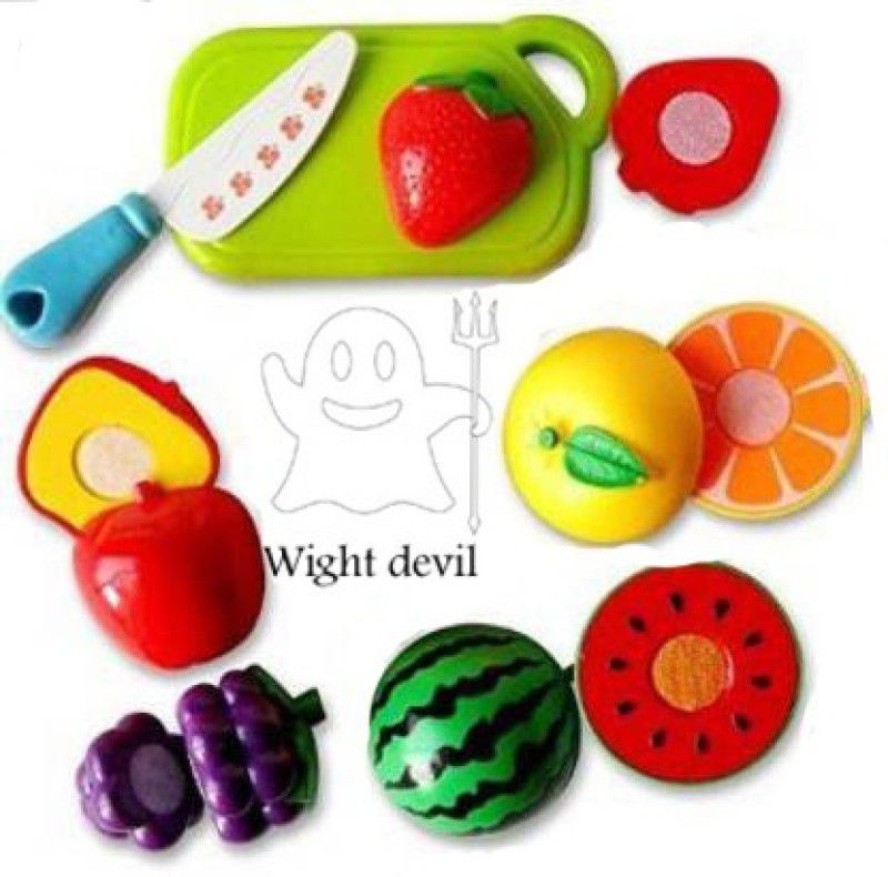 Just97 Realistic Sliceable 14 Pcs Fruits and Vegetables Cutting Play Toy Set