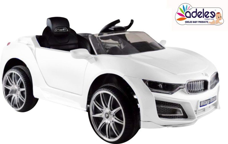 ODELEE Battery Operated Ride On Car with Dual Motor & 12V Battery  (White, Black)