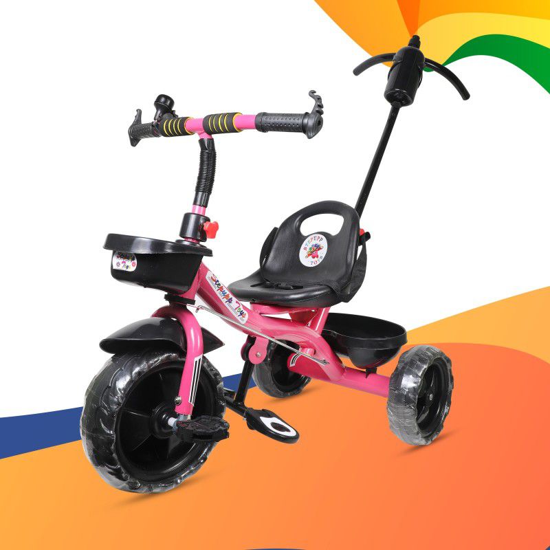 DIYANK DY PINK HANDLE BACK AND FRONT BASKET FOR BABY AND KIDS-12 Tricycle  (Pink)