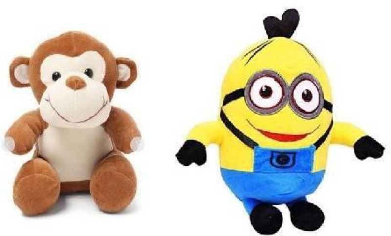 MAURYA so cute soft toys combo Monkey and Minion (30 cm, multi color) - 30 cm  (Multicolor)