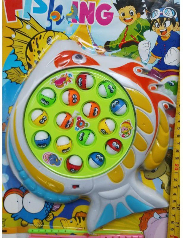 LITTLEMORE Fishing Game Musical Fishing Game Toy with 15 Fishes, Fishing Game Electronic Musical Rotating Toy with 15 Fishs 3 Fishing Rods Multicolor  (Multicolor)