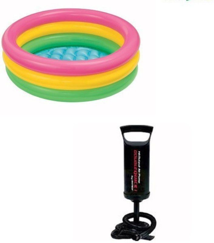 INTEX 3 feet inflatable kids bath water tub with air pump Inflatable Swimming Pool  (multicolour)