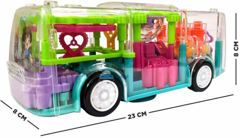 NIYAMAT 3D Concept Transparent Bus Toy for Kids, Electric Mechanical Gear Race Bus with Colorful Light and Charming Music,Toy Bus with Colorful Moving Gears, Music, and LED Effects Toy for Boys Girls Kids  (Multicolor)