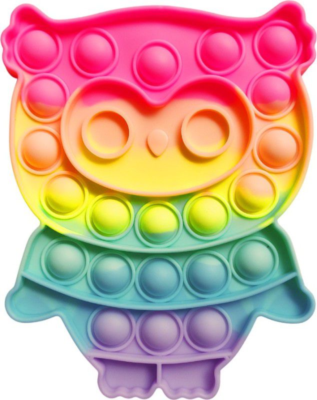 KARBD Pastel Owl Rainbow Push Pop It Silicone Bubble Fidget Sensory Toy for Kids  (Multicolor)