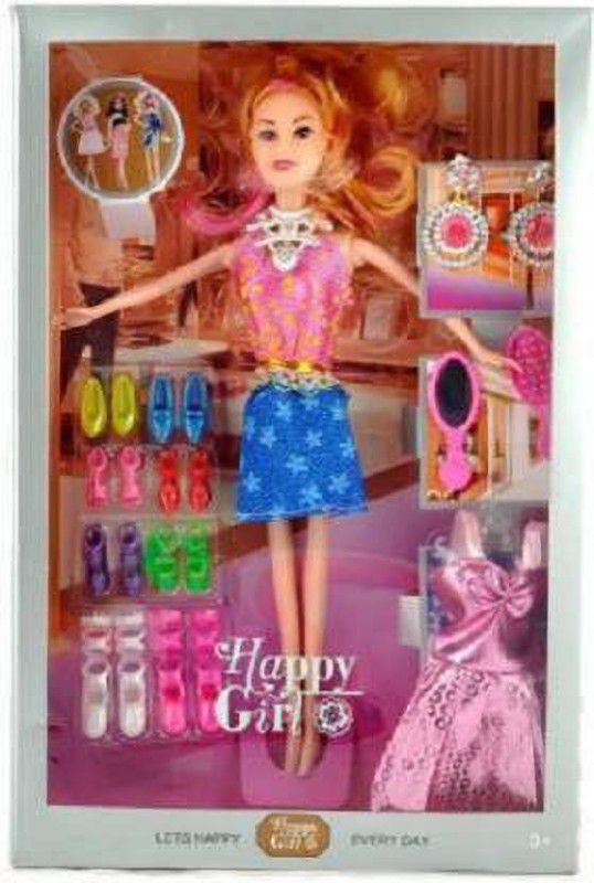 Tenmar Happy Girl Doll Series with Doll Dresses Set for Kids (Multicolor)  (Multicolor)