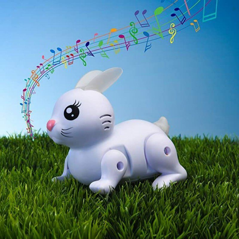 ADL CUTE BUNNY JUMPING&WALKING RABBIT BUNNY,SWEET SOUND &BLINK COLOR LIGHTS,MOVE TOY  (White, Pink)