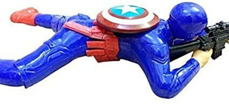 DhyeyCollection Crawling Captan America Gift with Lights & Sound with Gun and Shooting Sound  (Multicolor)
