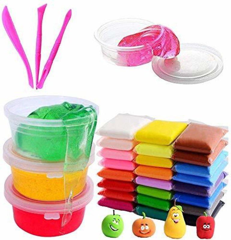 AS TOYS 18 AS TOYS Combo Of Crystal 6 Slime & 12pc Clay Colorful Soft Playing Kit For Kids. Gag Toy  (Multicolor)