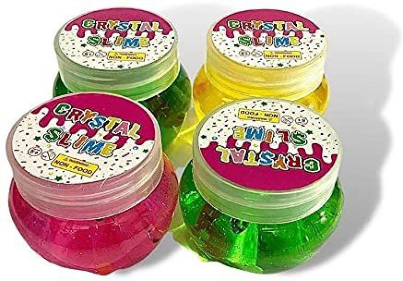 maitra Crystal Soft Slime for Kids Jelly Toy for Kids Transparent Magic Mud (4 Piece) Multicolor Putty Toy