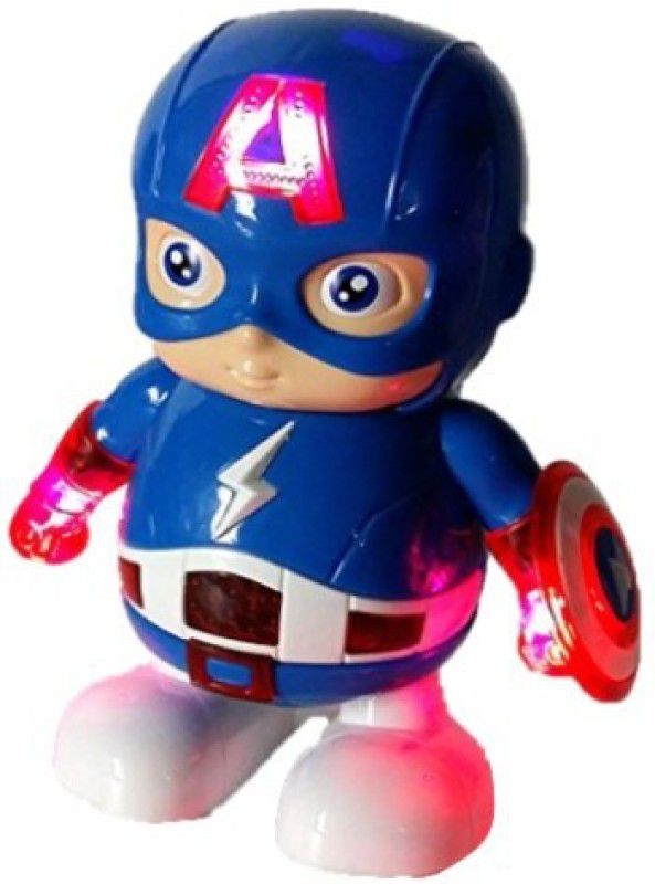 ToyGalaxy CAPTAIN AMERICA TEAM LEADER MUSICAL TOY WITH LIGHTS FOR KIDS  (Blue)