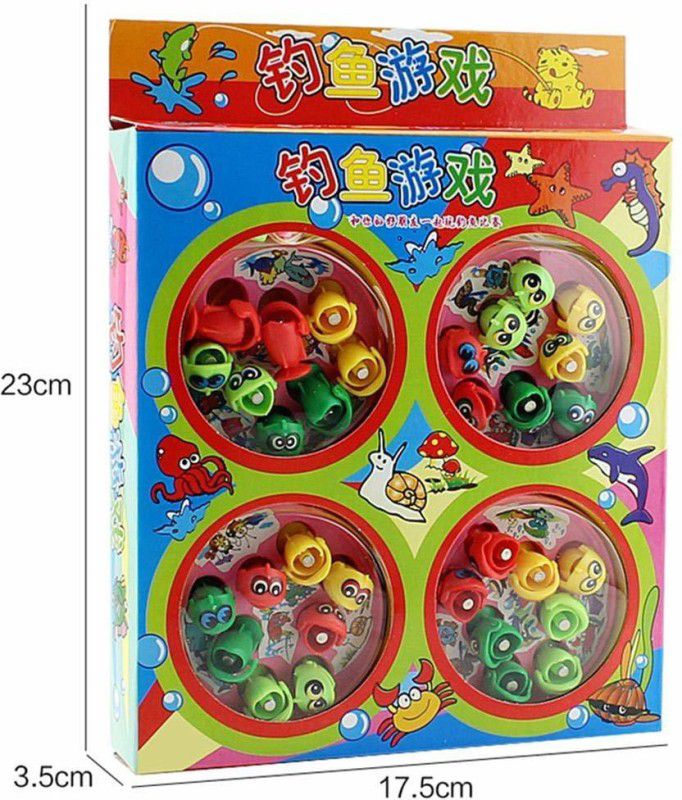 Globular Fish catching Game with Four Tray Magnetic Play Set for Kids Multi Color