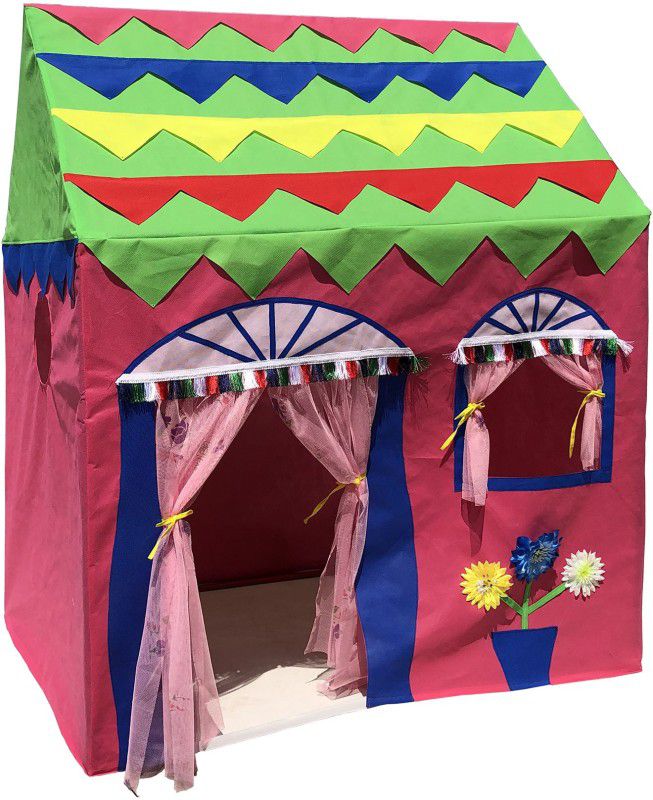 Homecute Hut Type Kids Toys Play Tent House for Boys and Girls Pink-Green  (Pink)