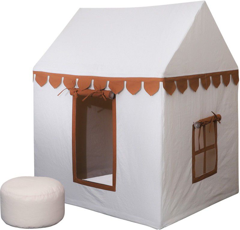 Second May Cottage Kids Tent House in Off-white color Large size with Quilt and Bean Bag  (White)