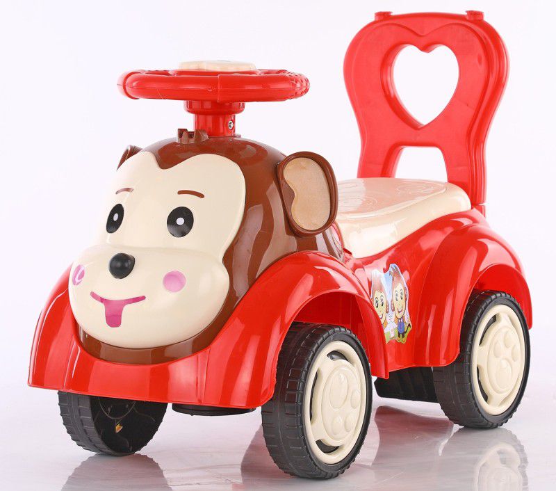 Toy House Toyhouse Wise Monkey Pushcar for kids (1 to 3 yrs ), Red Car Non Battery Operated Ride On  (Red)