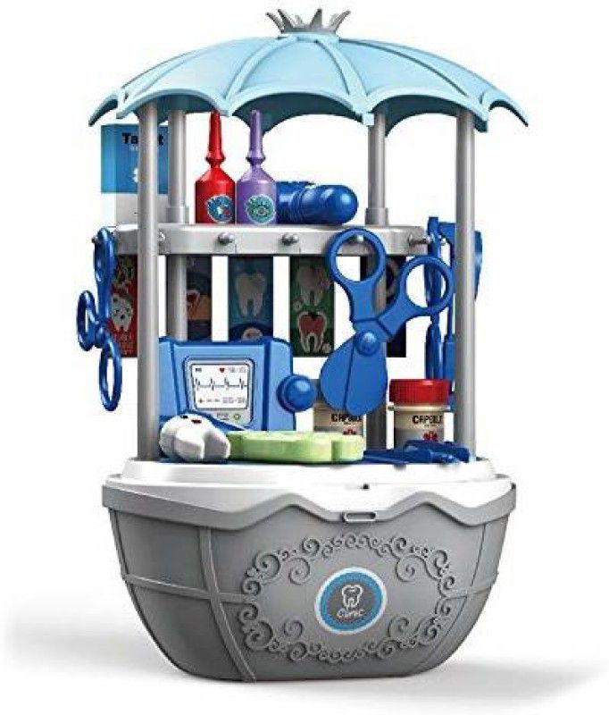 KGINT 2in1 Surprise Dental 39 Pieces Big Medical Dental Pretend Portable Cart Play Set Toys for Kids Girls