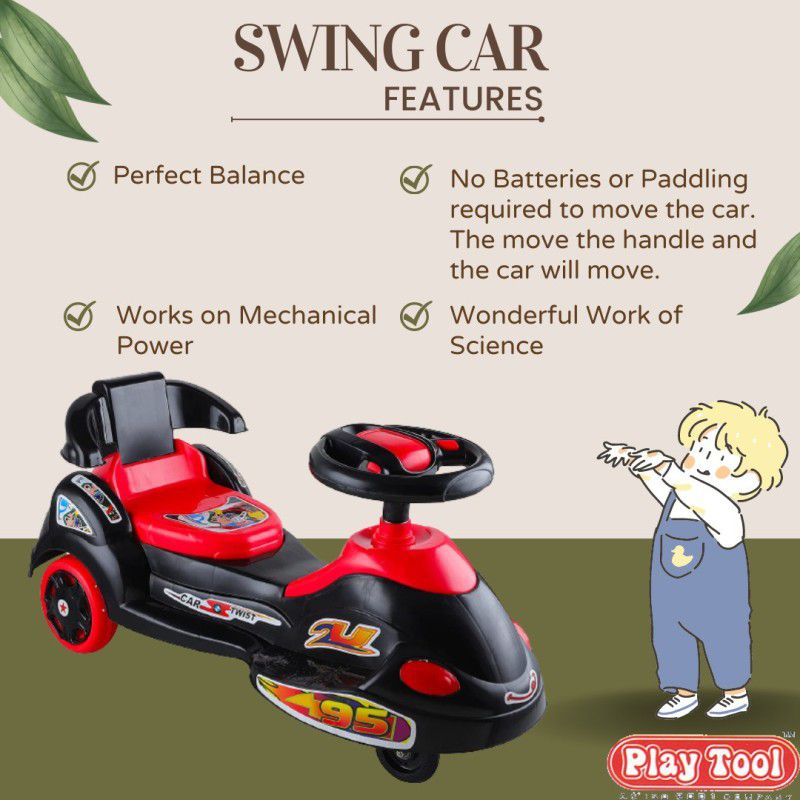 PLAYTOOL Twist Magic Car / Ride-On Toy With Back Support for Kids(1-6Year Old)  (Black)