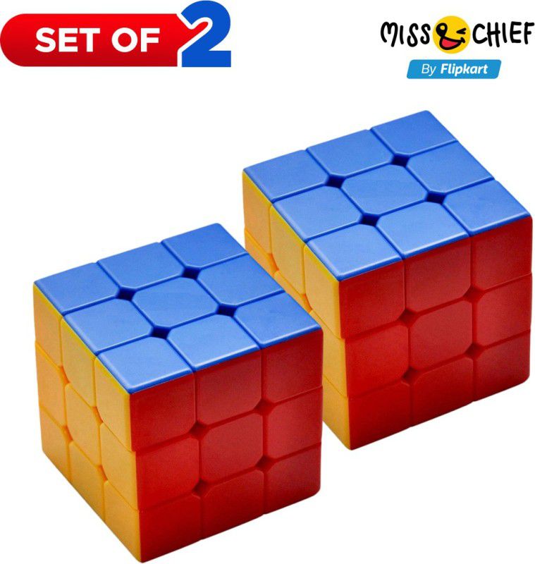 Miss & Chief Cubes 3x3 High Speed Sticker Less Magic Puzzle Cube Game Toy (Set of 2)  (2 Pieces)
