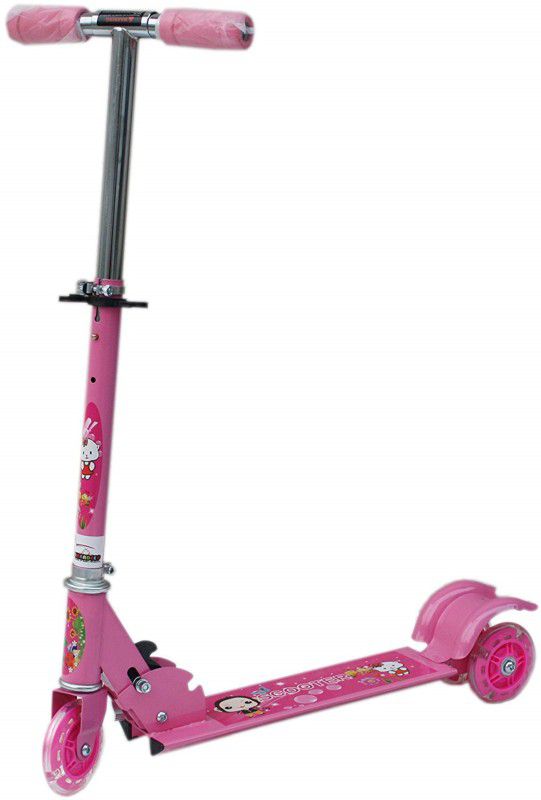 ToyGalaxy Three Wheeled Height Adjustable Scooter With Wheel Lights And Anti Slip Foot Grip  (Pink)