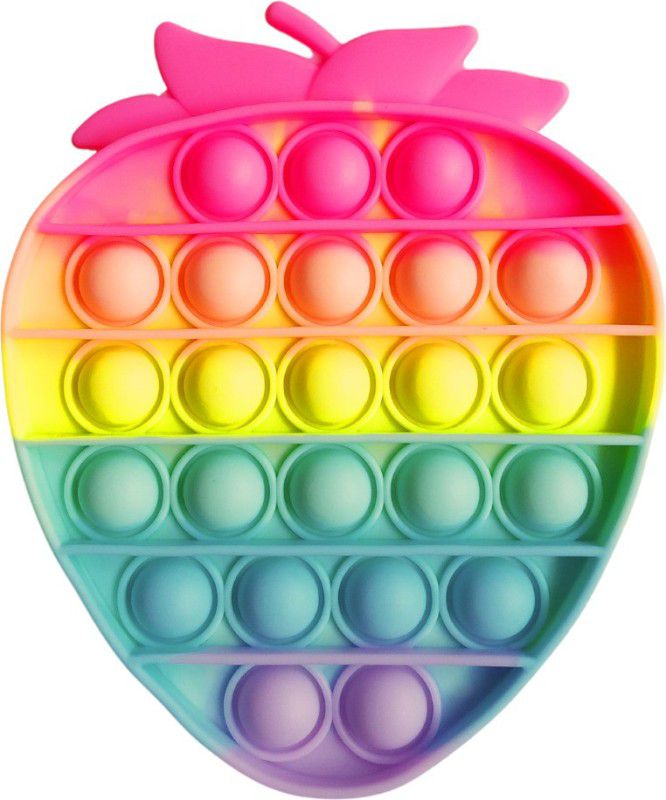 KARBD Pastel Strawberry Rainbow Push Pop It Silicone Bubble Fidget Sensory Toy for Kid  (Multicolor)
