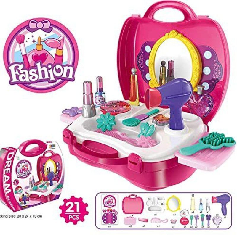 Khushi Enterprises Kids Beauty Set /Makeup Set Toy with Pink Briefcase and Accessories