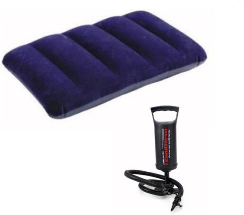 INTEX Stealodeal Air Pillow With Pump Inflatable Bed  (Dark Blue)