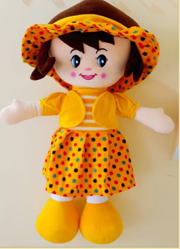 P I SOFT TOYS Beautiful Doll Set for Kids Soft Toy for Kids, Babies with Embroidered Face, Washable Plush Baby Doll for Girls, - 60 cm  (Yellow)