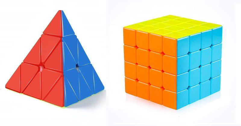 Enorme Cube Combos of Smooth 4x4x4 Cube and High Speed 3x3x3 Triangle Pyramid Magic Puzzle Cube  (2 Pieces)