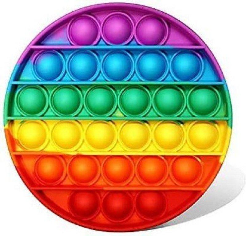 ADONYX Circle Shape Pop Bubble Stress Relieving Silicone Pop It Fidget Toy - Multicolor  (Multicolor)
