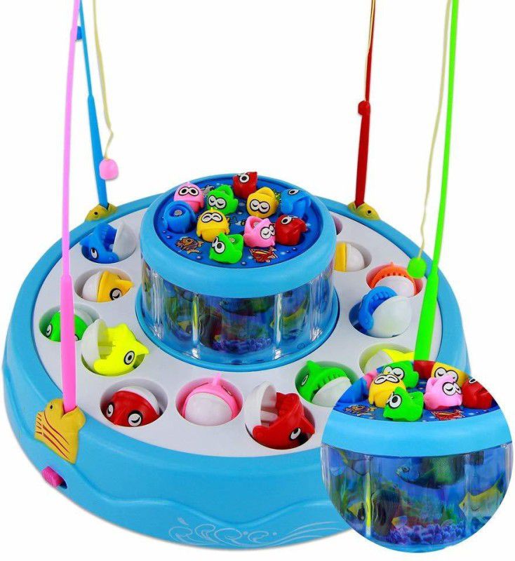mayank & company Fishing Fish-Catching Game Rotary Ponds and Pods with Music and Light Function