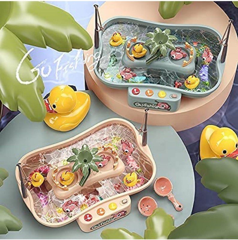 Tykon hub Go Fishing Toy with Animals, Fishing Rod, Ducks & Tub with Lights and Sound