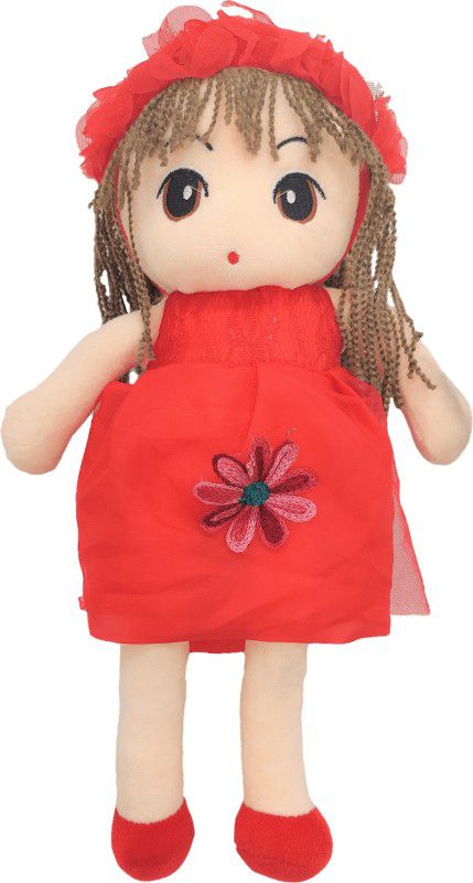 Kraftix Red Luna Candy Rag Doll Stuffed Plush Soft Toy Doll Teddy Animal KST143835 - 35 cm  (Red Luna)