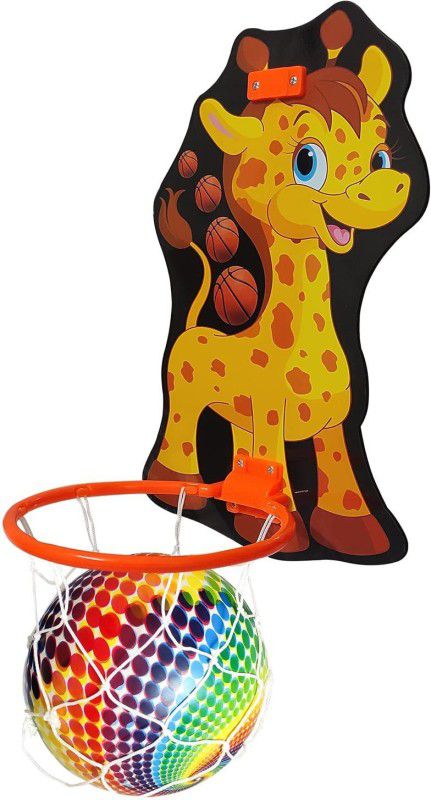First Play Basket Ball for Kids Wall Mounted Game Set with Hanging Board {Giraffe}  (Multicolor)