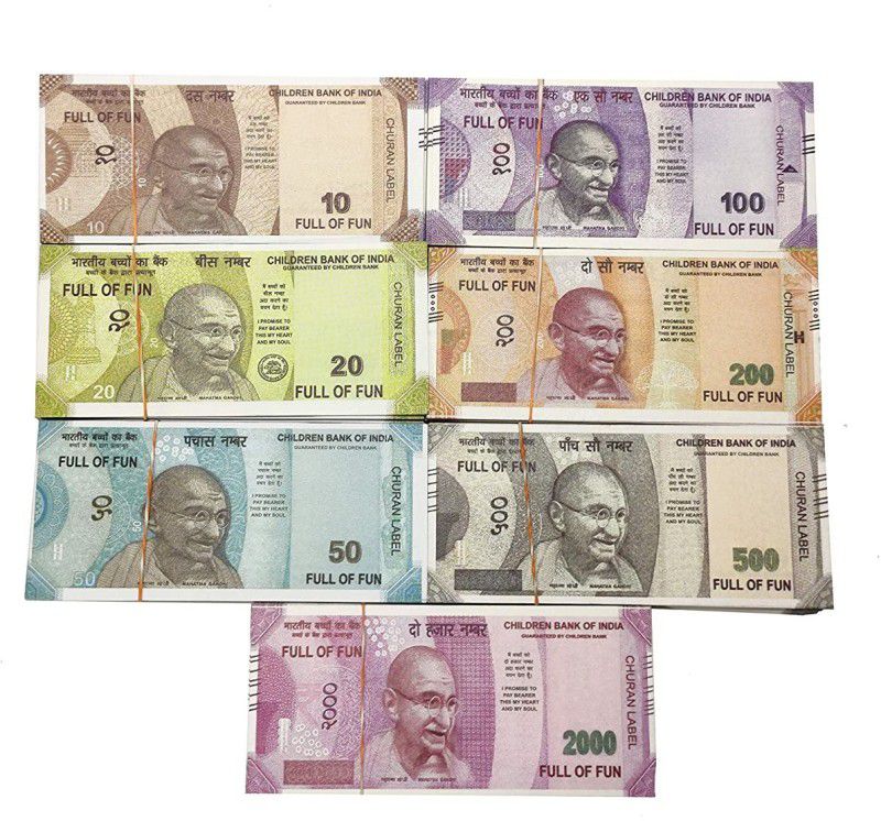 soniya enterprises indan fake currency /dummy note (each note 50ps)50-500-200-2000-10-20-100 Notes Money Gag Toy (Multicolor) Dummy Currency 350 Note for Kids Gag Toy  (Multicolor)