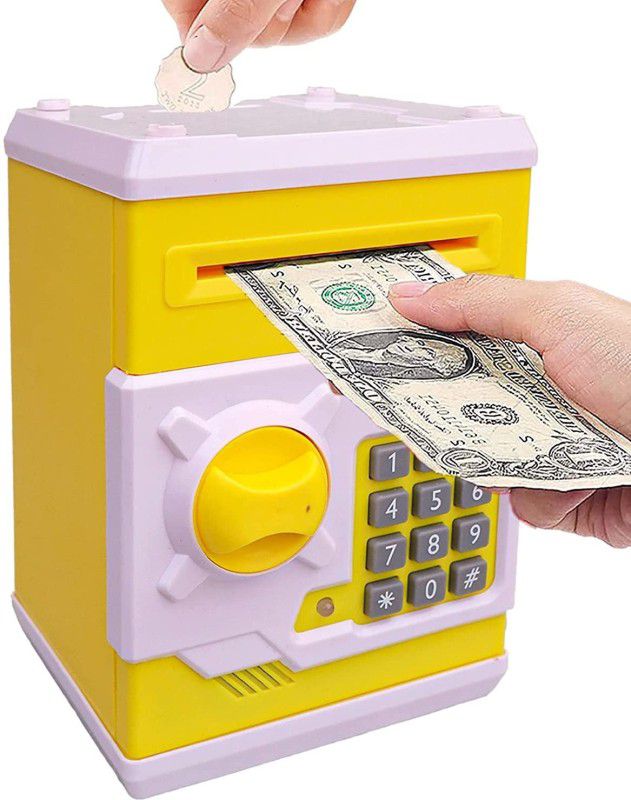 FRISTA DESIGN Minion Money Safe ATM Kids Piggy Savings Bank with Electronic Lock Piggy Bank ATM with Password, Cartoon Piggy Bank for Kids,Children