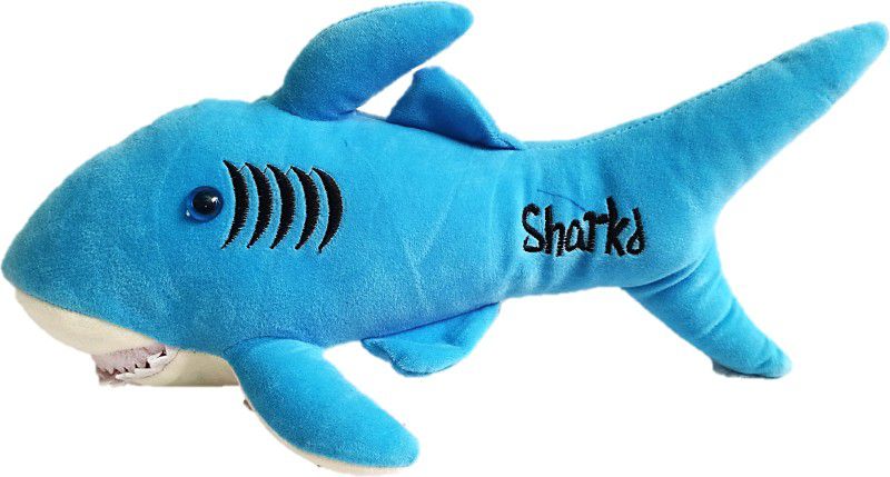 SUN AND STAR CREATIONS blue shark animal soft toys for kids girl and boy Plush Stuffed Soft Toy blue colour -(30 cm) - 30 cm  (Blue)
