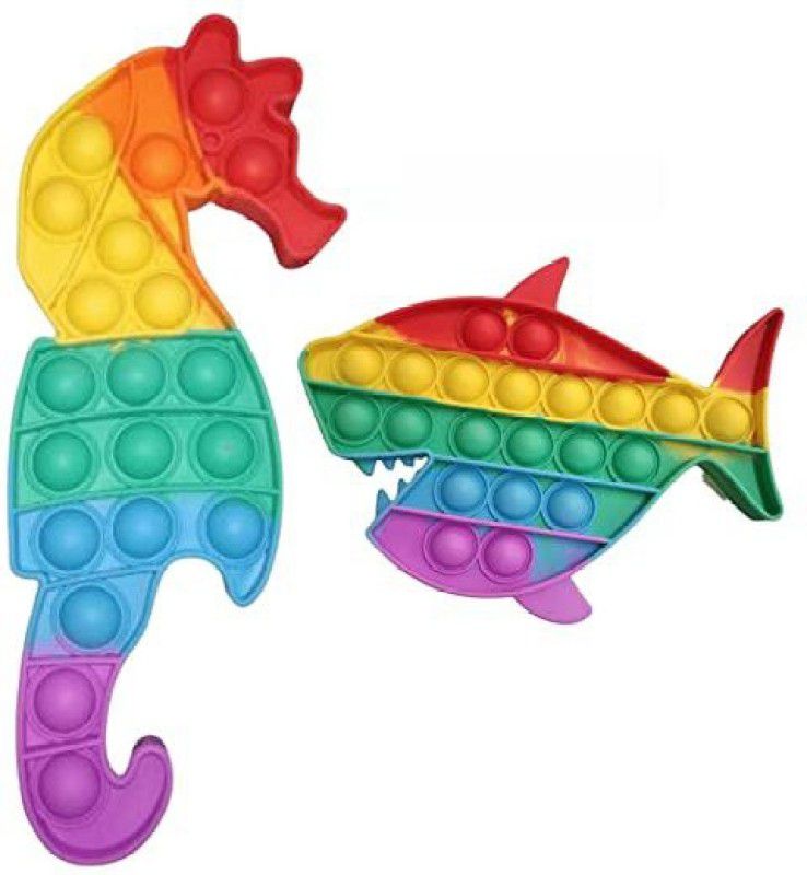 RAXBRAWNY Fidget Toy, Different Shape Pop It for Kids, Pop it Fidget Toys (Seahorse+ Fish)  (Multicolor)
