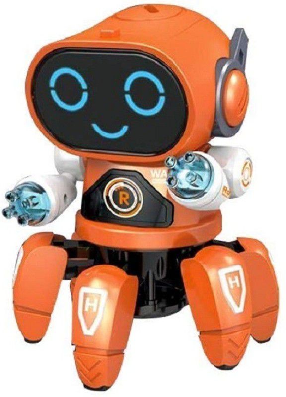Whitewhale Electric Robot Colorful Music Flashing Lights Dance Toy for Kids Boys Girls (Orange)  (Orange)