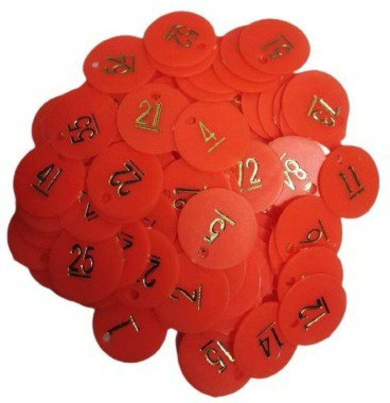 Offer99 Plastic Orange Punch Hole Numerical Token/Coins Pack of 1 to 100 Halled T-10  (100 Pieces)