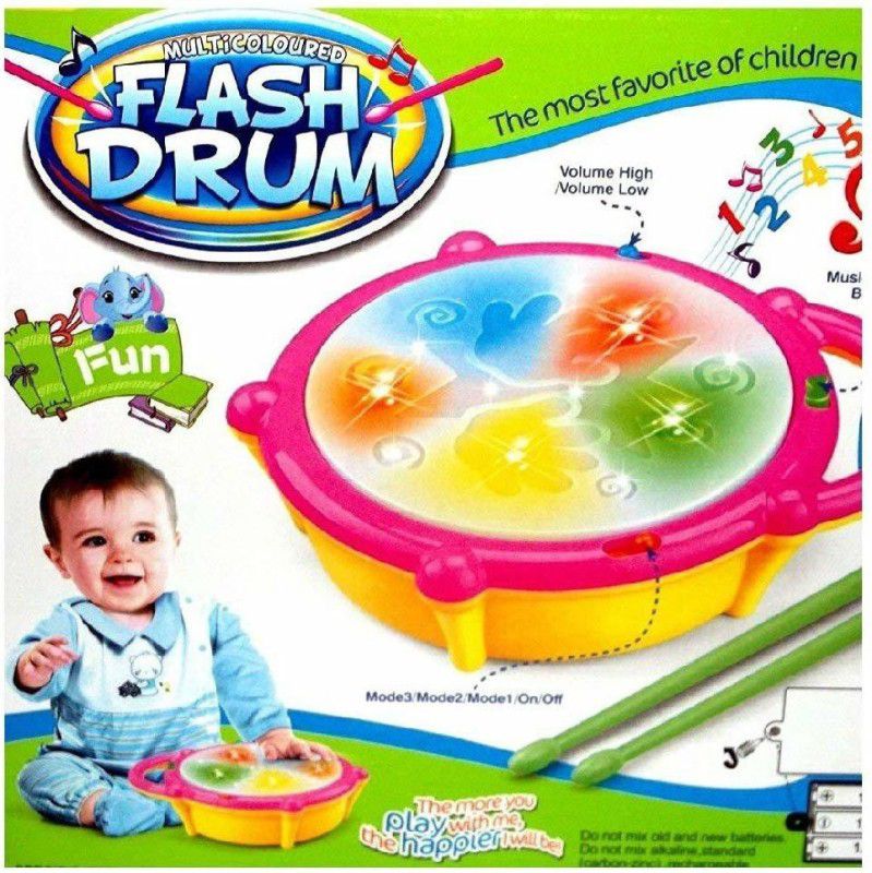 BabyBaba Flash Musical Drum  (Multicolor)
