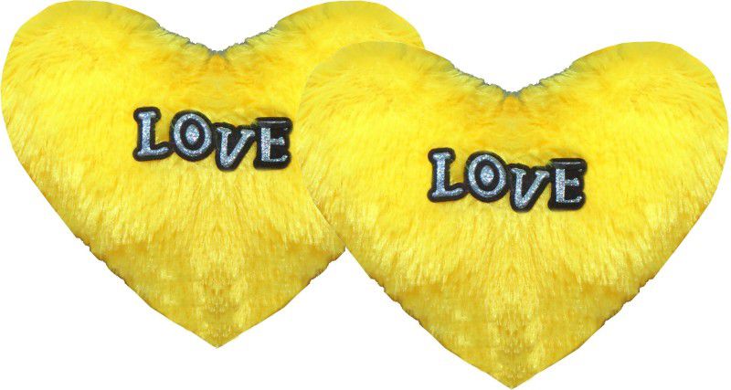 Stylewell Set of 2 Yellow Color Heart Shape Love Soft Tickle Cushion Valentine Birthday Gift - 25 cm  (Yellow)