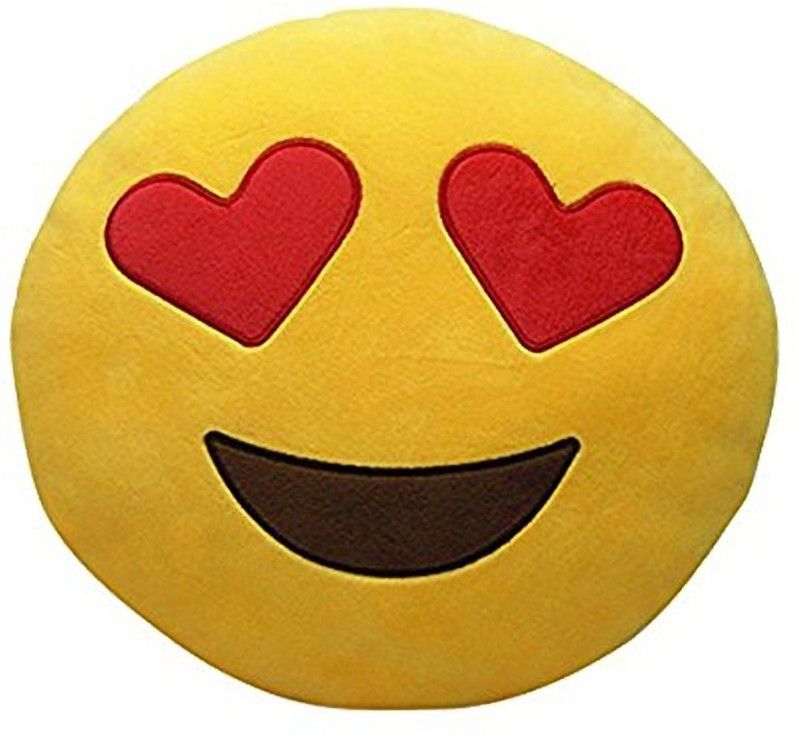 Pandora Premium Quality Heart Eyes Soft Smiley Cushion - 35 Cm - 35 cm  (Yellow)