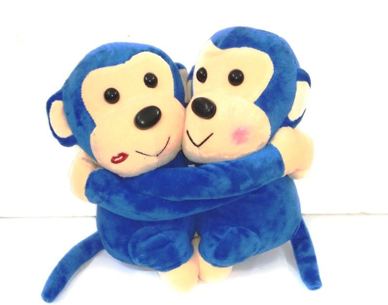 ClueSteps Cute & Adorable Hanging Monkey Twins Soft Plush Toy - Blue - 20 cm  (Blue)