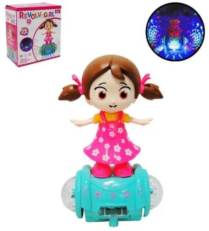 Toyvala Unique 360 Degree Rotating Musical Revolve Girl Toy with Flashing 5D Lights  (Multicolor)
