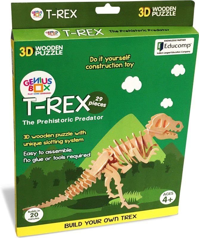 Genius Box Learning and Educational Toys for Children: Tyrannosaurus-Rex, 29 Wooden Piece 3D Puzzle (29 Pieces)  (1 Pieces)