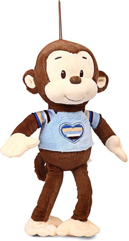 My Baby Excels Monkey Plush in Blue T-shirt 24 cm - 24 cm  (Blue)